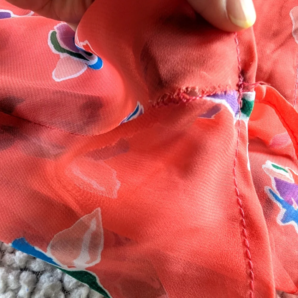 Kiddo by Katie Pink/Peach Floral Printed Dress with Collar - XL